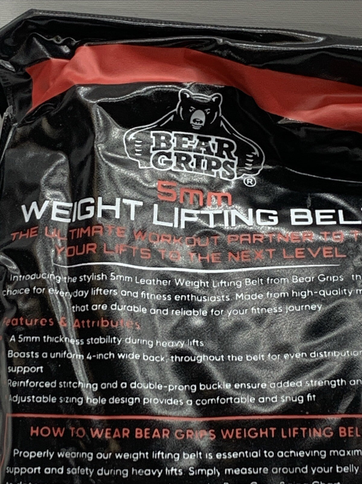 Bear Grips Olympic Lifting Belt 5mm Weight M Medium Weight Lifting Belt Gym Belt