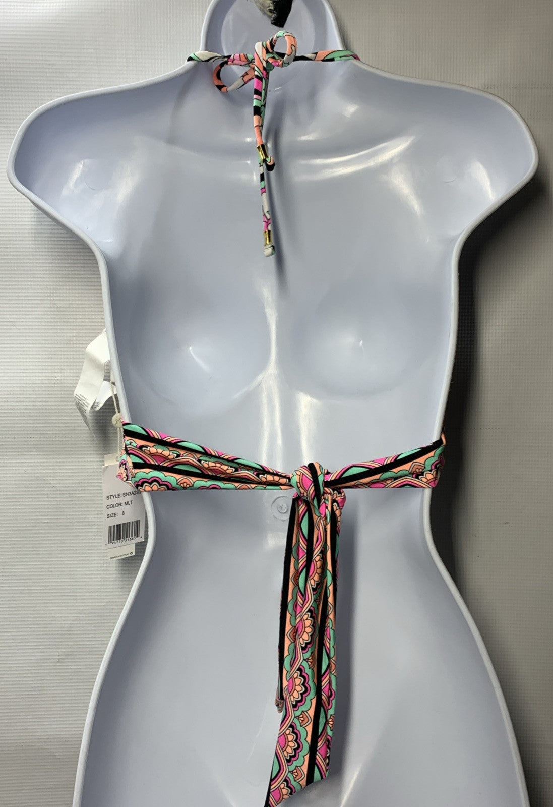 Sunshine 79 Women's Triangle Halter Bikini Swimsuit Top Size 8 Multi-Color 52419