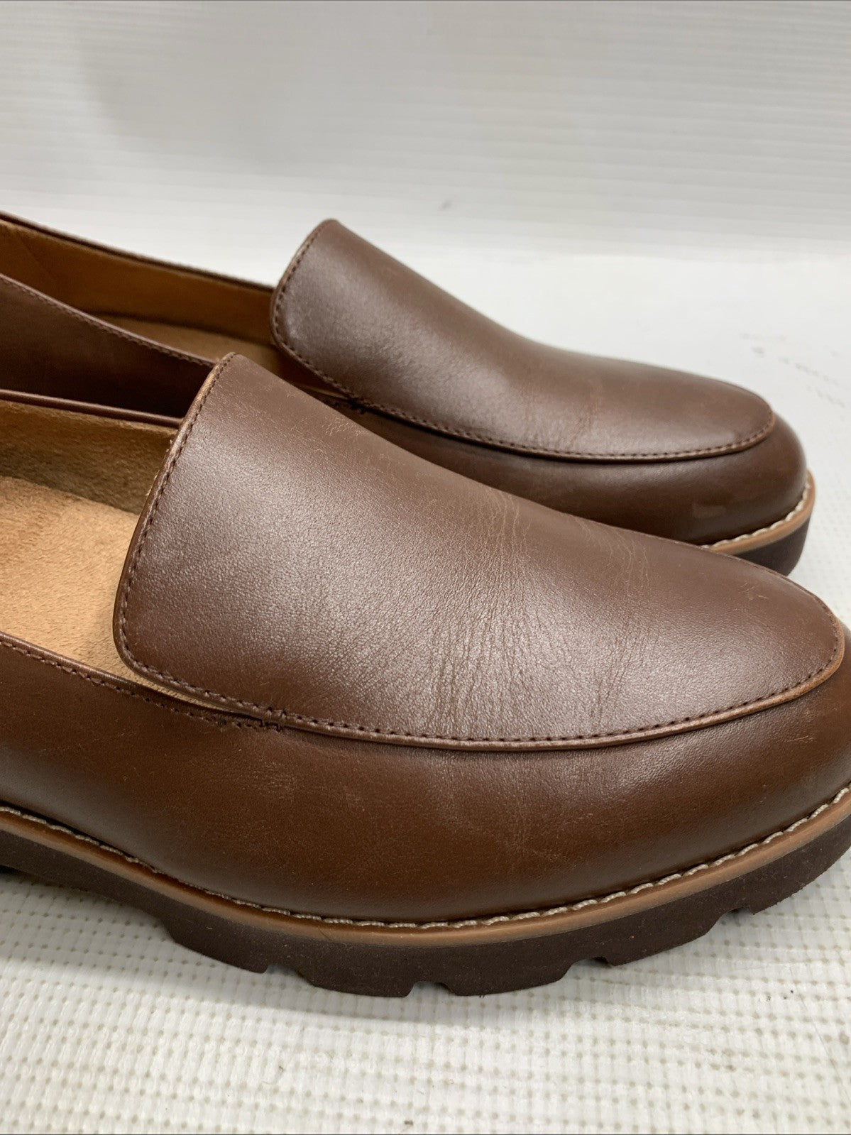 Vionic Women's Ava Wedge Loafer Brown Size 7W Slip-on Shoes Business Formal