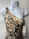 Beyond Control Women Brown Multi Mesh Animal-Print One-Shoulder One-Piece Size 6