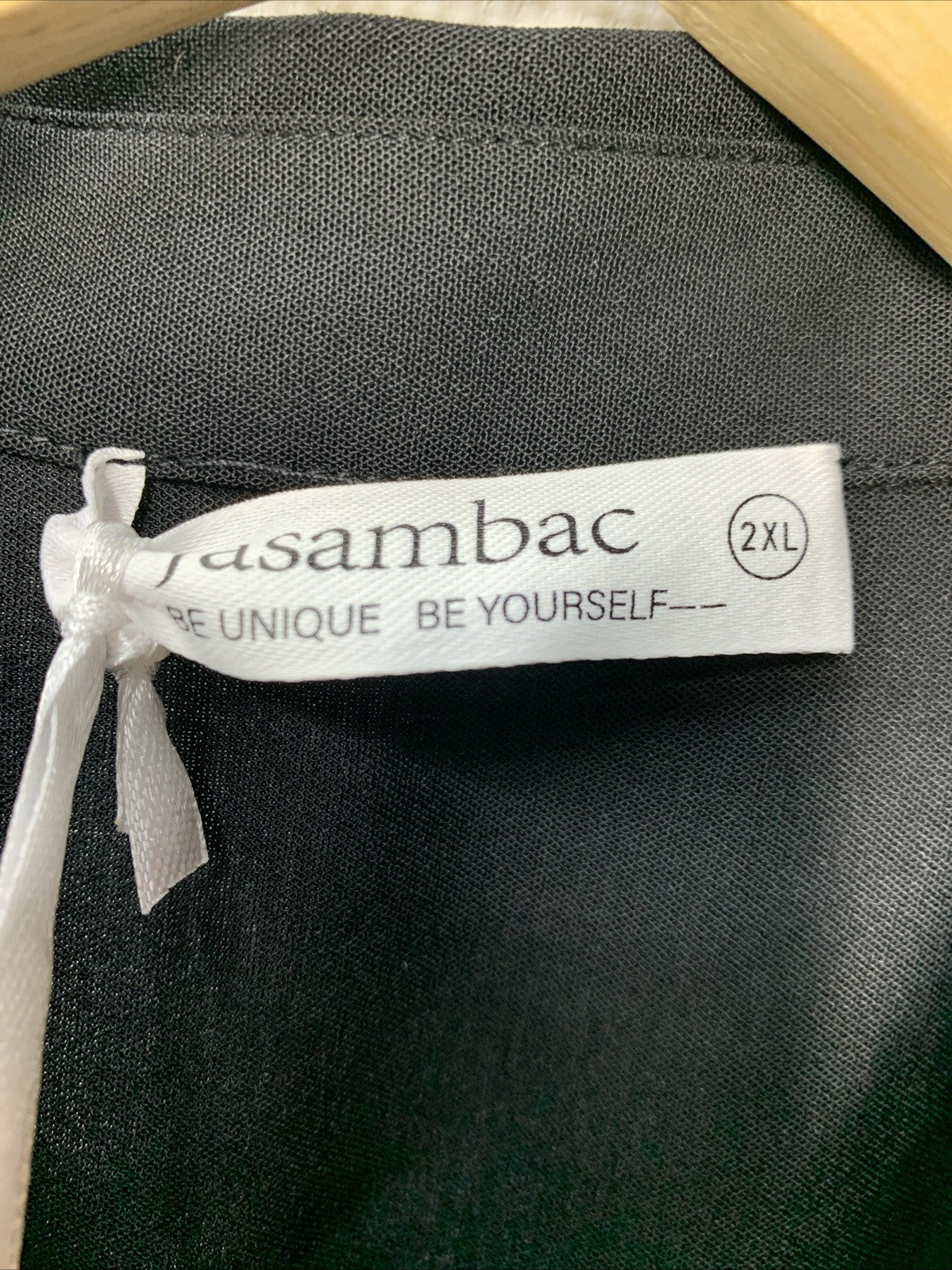 Jasambac Womens Casual 3/4 Sleeve Shirt Dress Button-Up V Neck Size 2XL, Black