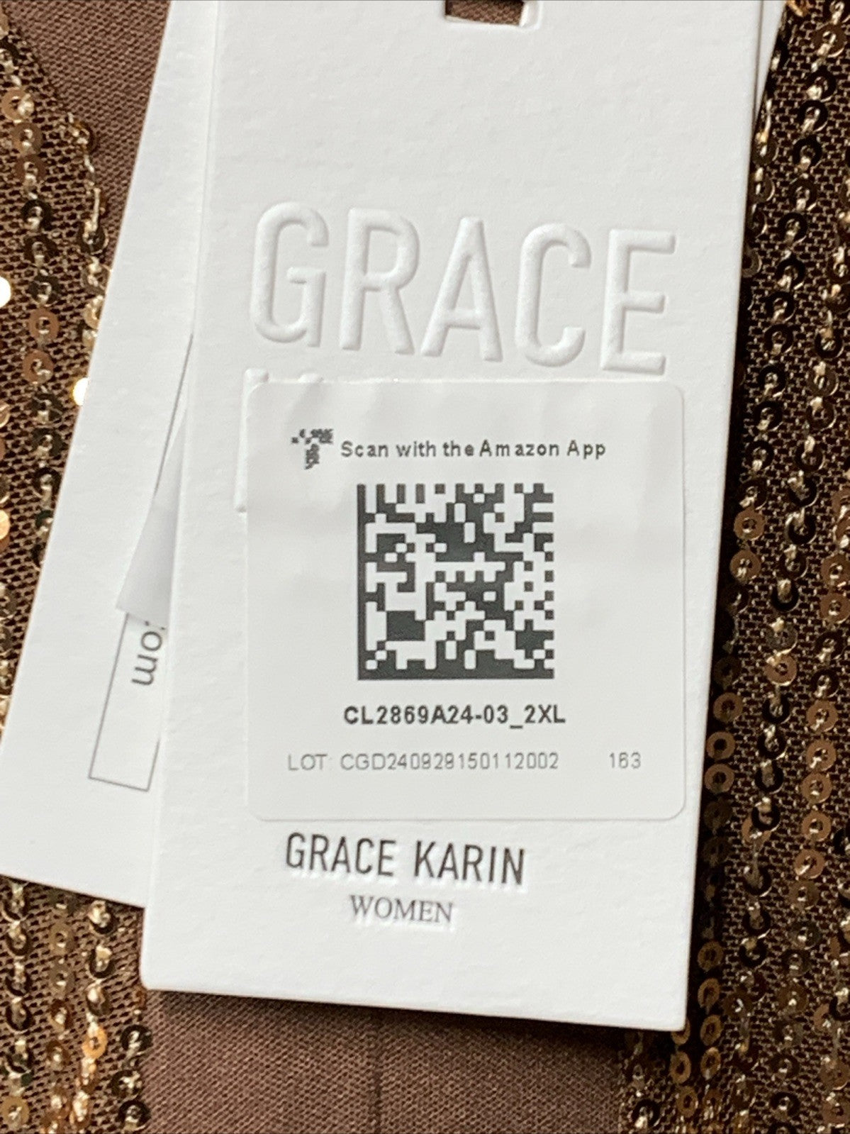 GRACE KARIN Women's Sequin V Neck Ruffle Short Sleeve Empire Waist Size 2XL