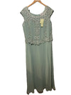 J Kara Womens Cap Sleeve Long Beaded Wedding Party Formal Evening Dress Size 18W