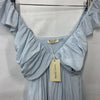 Ramy Brook Dress Satin Tiered Ruffle Baby Blue Nelly Smocked Dress XXS V-Neck