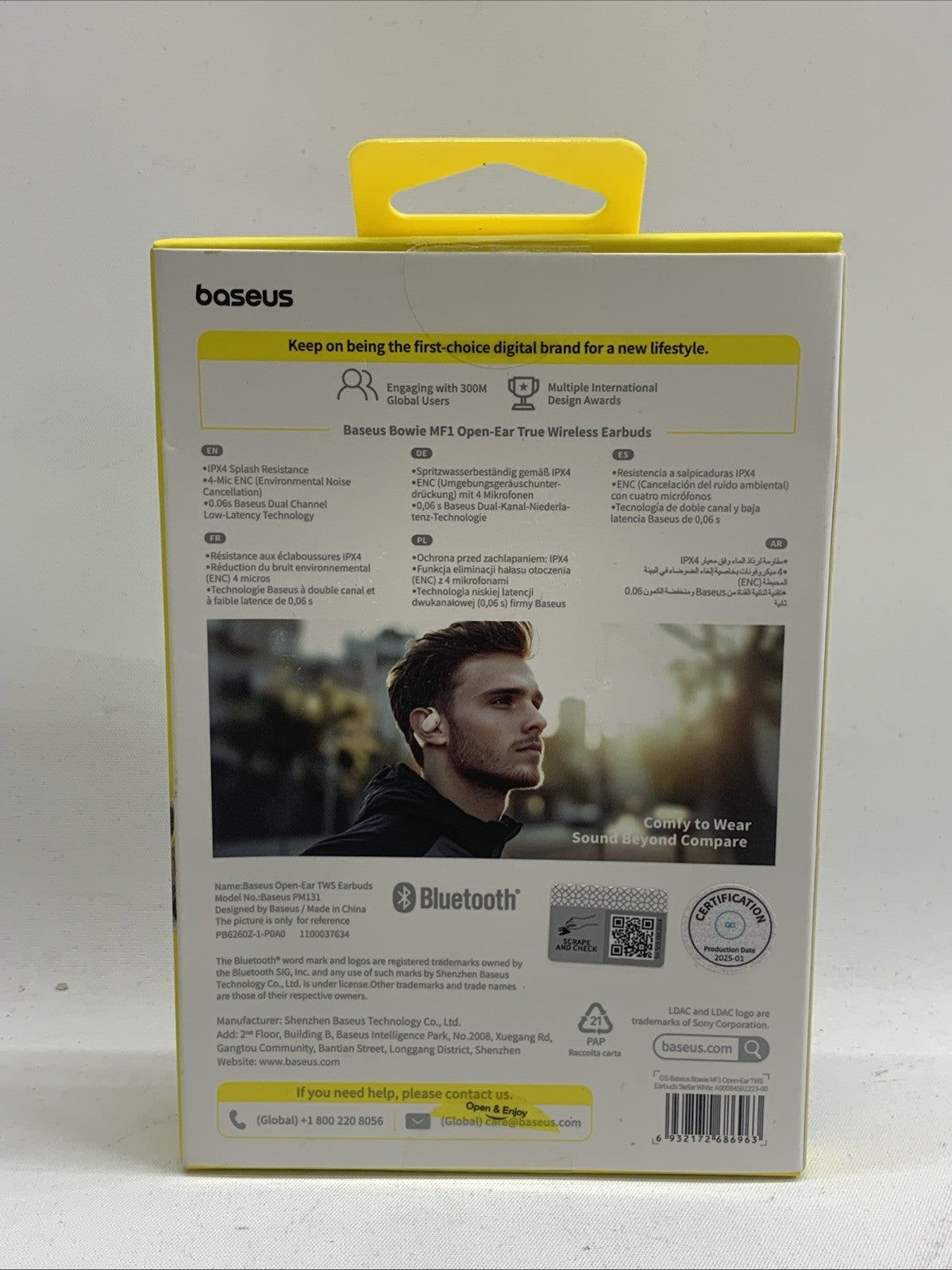 Baseus Bowie MF1 Open-Ear True Wireless EarbudsLDAC HiRes Audio60H Battery White