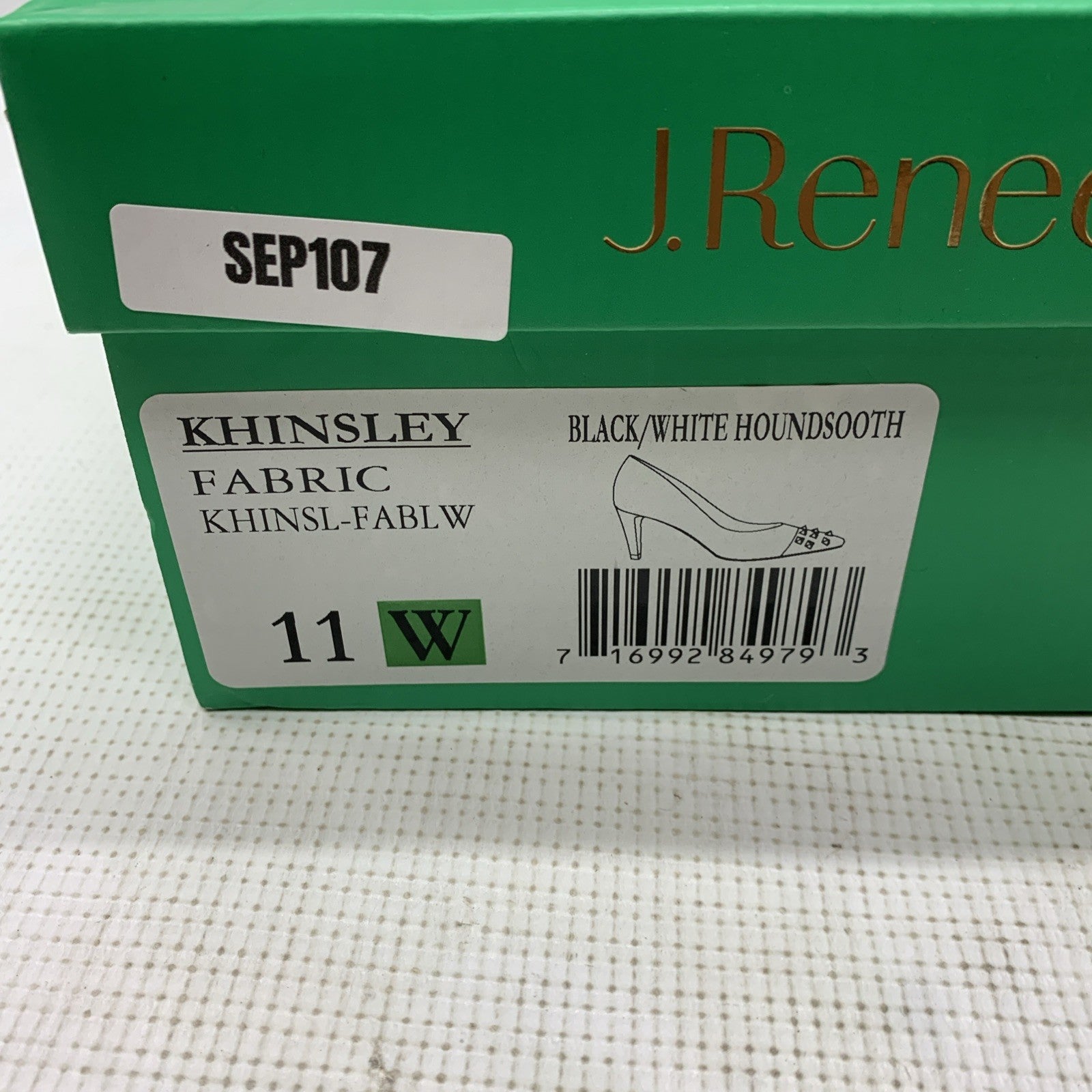 J. Reneé Women's Khinsley Pump Sandal Black/White Houndstooth 11W Pointed Toe