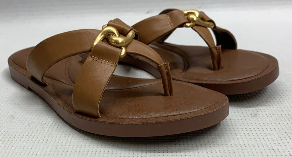 Aerosoles GAIA Tan Leather 293 Sandal Size 6.5M Open Toe Crisscross Strap Slipon