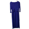 S.L. Fashions Womens Long Length Ruched Waist Formal Evening Dress Size 14P Blue