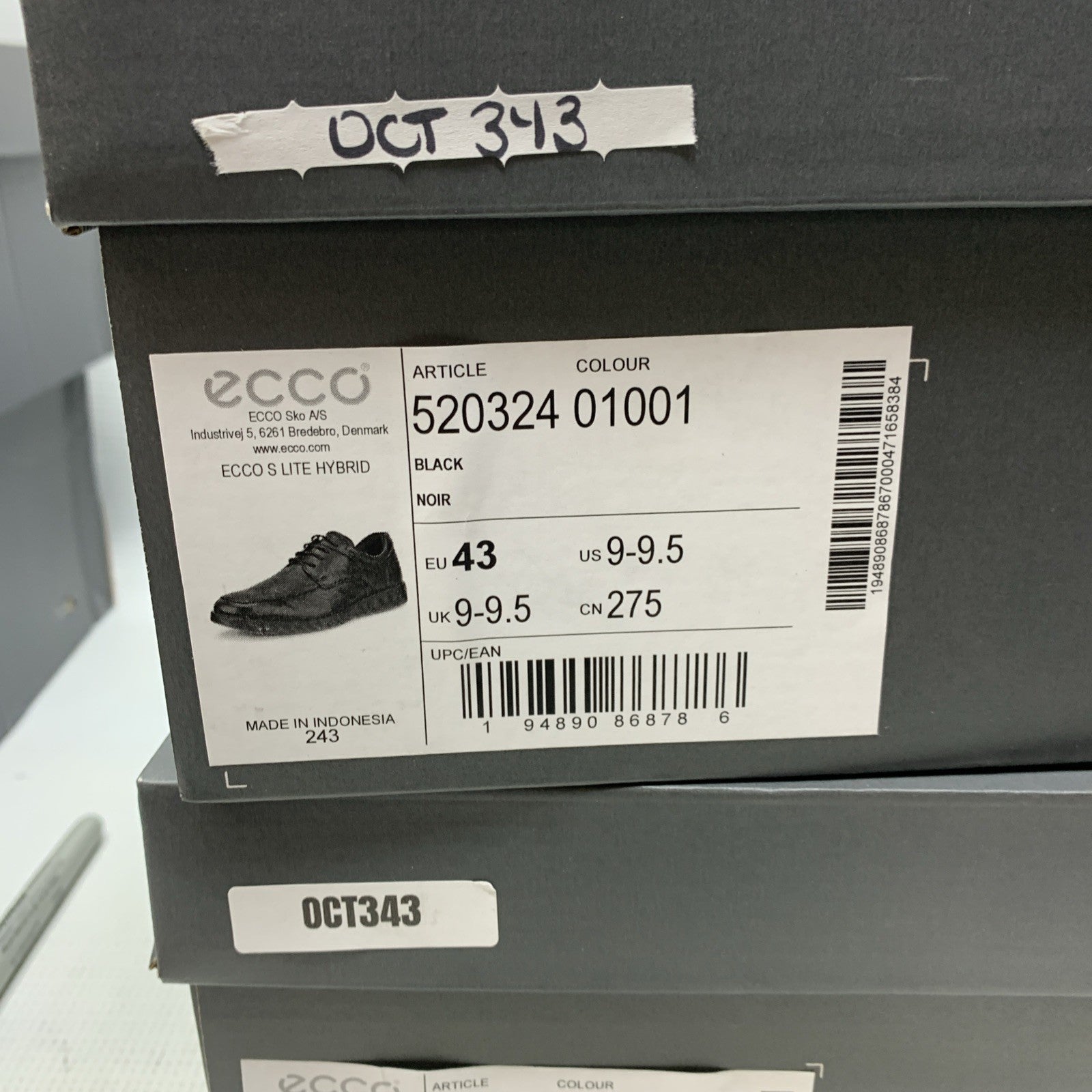 Men's ECCO S Lite Hybrid Black Comfortable Shoes 520324-01001 Black Size 9-9.5