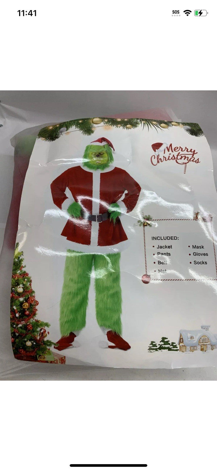 Merry Christmas Grinch Costume Size Med Party Supplies Jacket Pants Mask Glove
