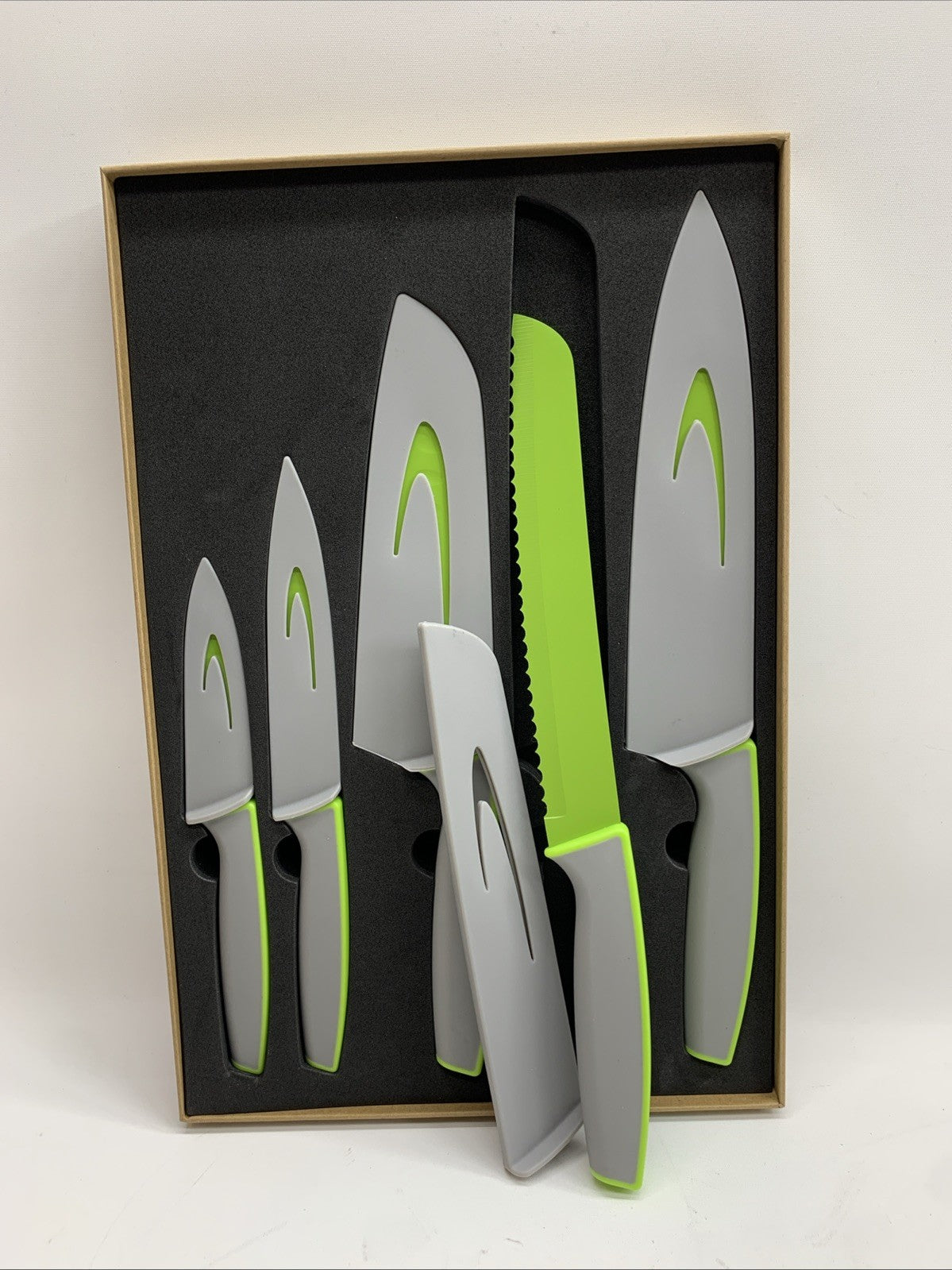 Kitchen Chef Knife Set with Blade Guards for Meat Cutting Home Cooking - 5 Piece