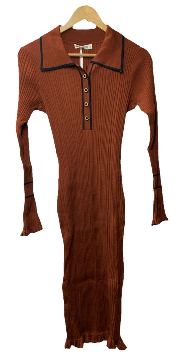 GRACE KARIN Women's Long Sleeve Sweater Dress Slim Fit V Neck Dress Size Large
