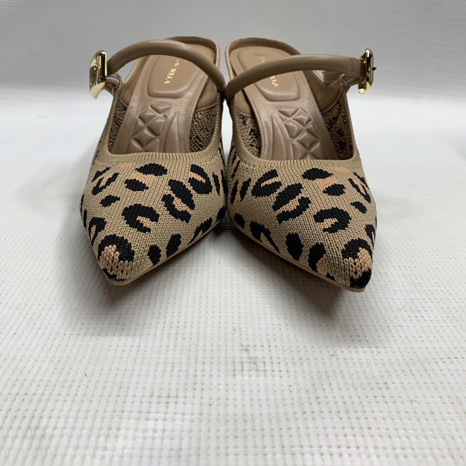 Newbella Mousse FIT Women's Pointed Toe Heel Sandals Mules Shoe Leopard Print 8