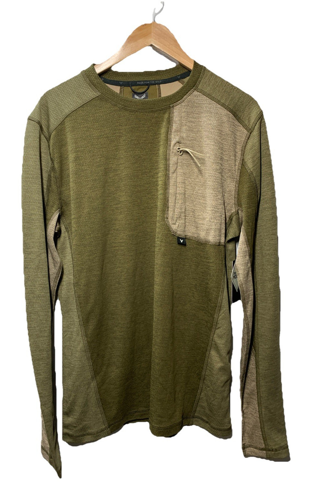 Cross Eyed Moose Mens Outer Long Sleeve Tee Dark Olive Size M Pullover Crew Neck