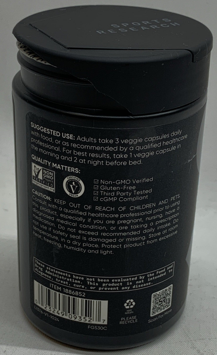 SR Magtein® Magnesium L-Threonate for Memory Focus Cognition 2000mg 135 Capsules