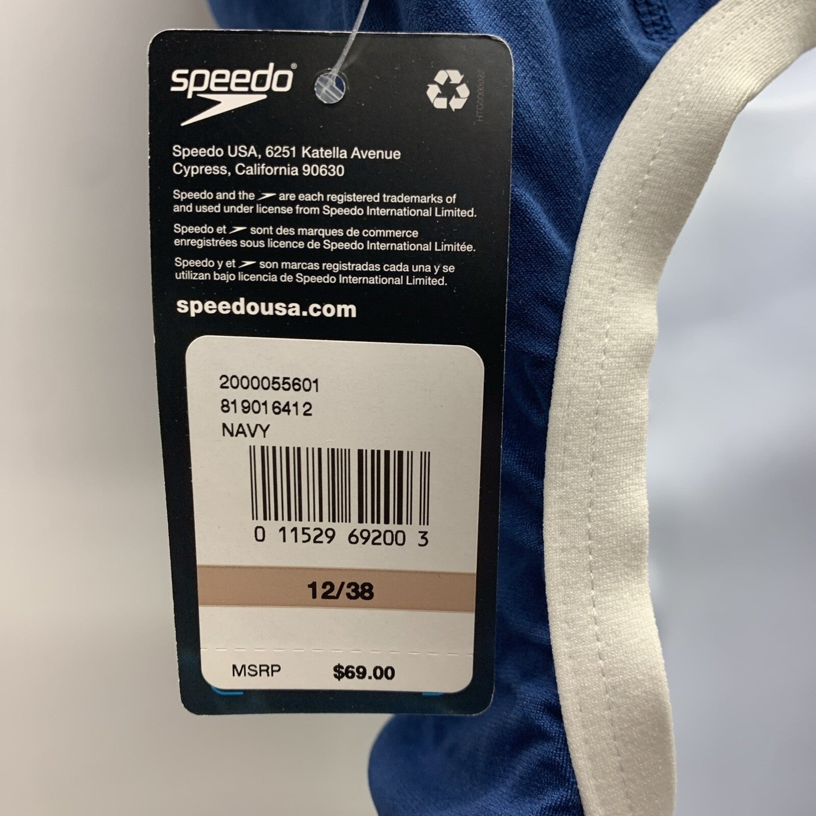 New Speedo Women Solid Flyback Training SwimSuit Size 12/38 Navy Blue Endurance+