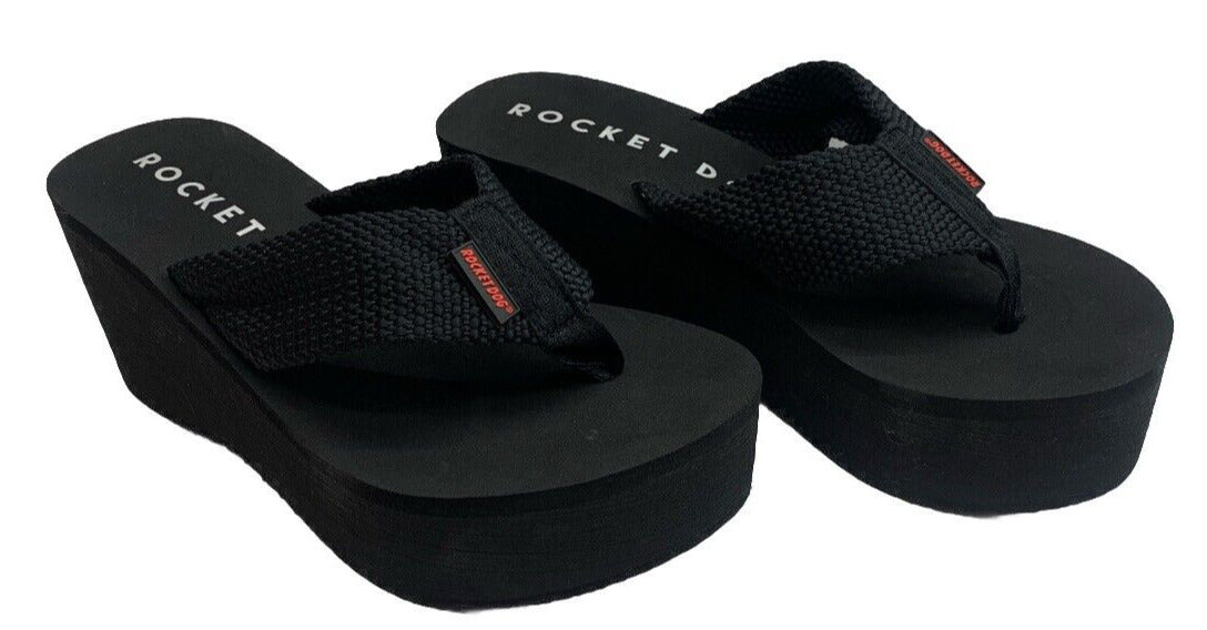 Rocket Dog Women's Black Crush Platform Flip Flop Thong Sandal Slipper Size 9M