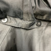 London Fog women's black trench coat with hood, long sleeves, and pockets, featuring a classic design and medium size.