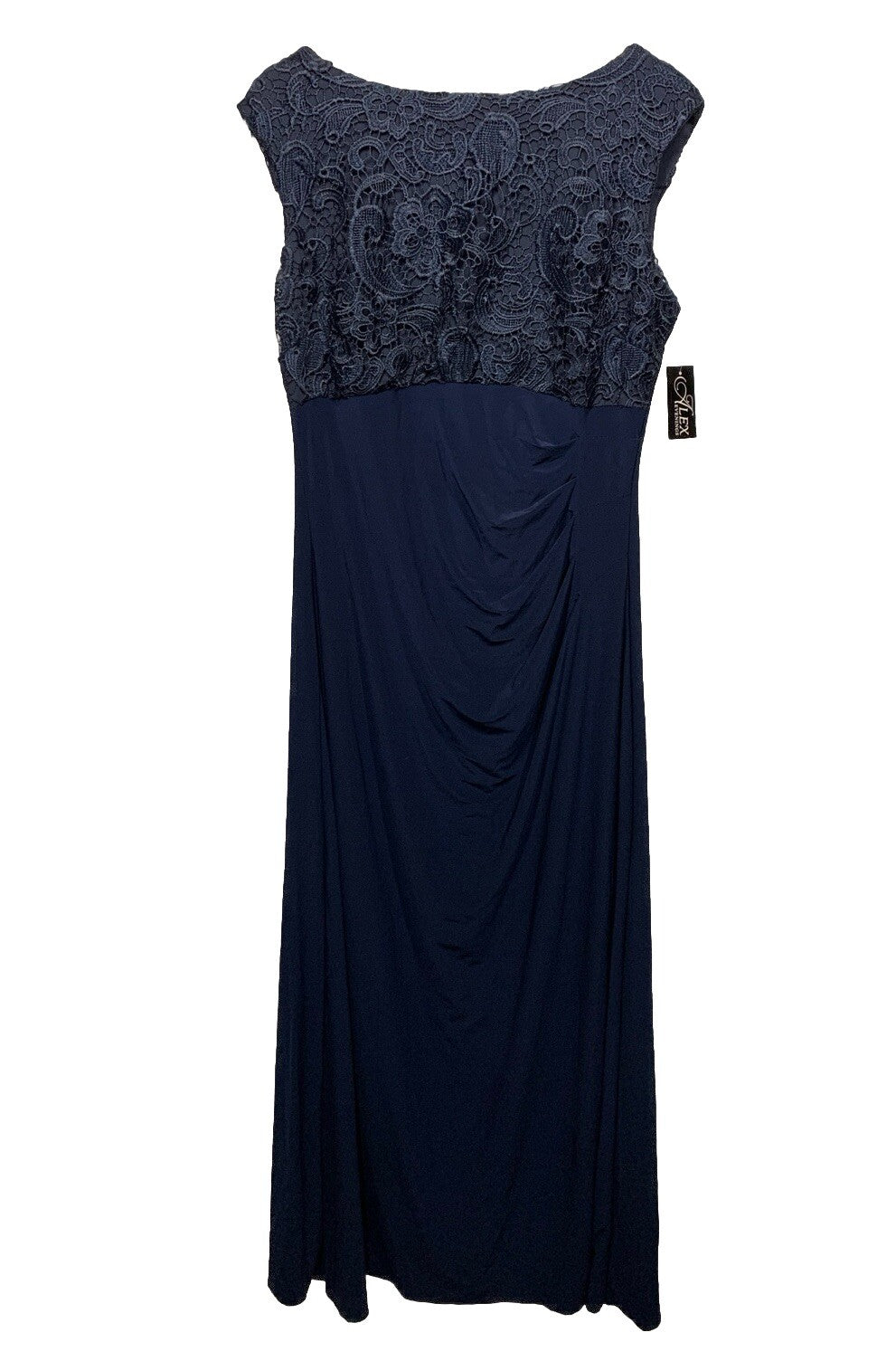 Alex Evenings Womens Navy Matte Jersey Formal Evening Dress Gown 14 Sleeveless
