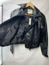 ANTHROPOLOGIE Faux Leather Moto Jacket Women's Long Sleeve with Pockets Size 2XS