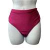 Calvin Klein women's fuchsia shimmer convertible swim bottom in size S, shown on a mannequin as part of swimwear clothing.