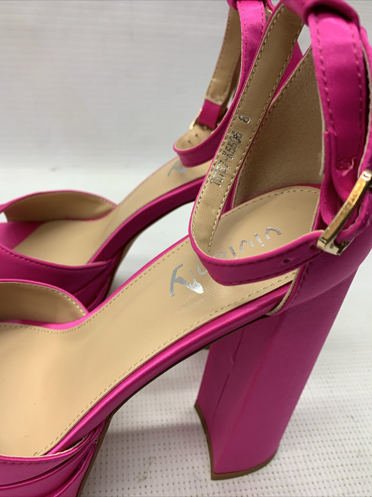 Vivianly Women Platform Ankle Strap Open Toe Chunky Block High Heels Rose Red 8