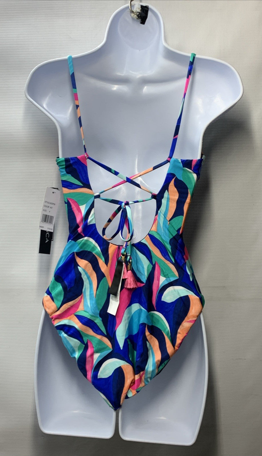 La Blanca Women’s Painted Leaves Reversible Plunge One Piece 4 Swimwear LB3ZP09