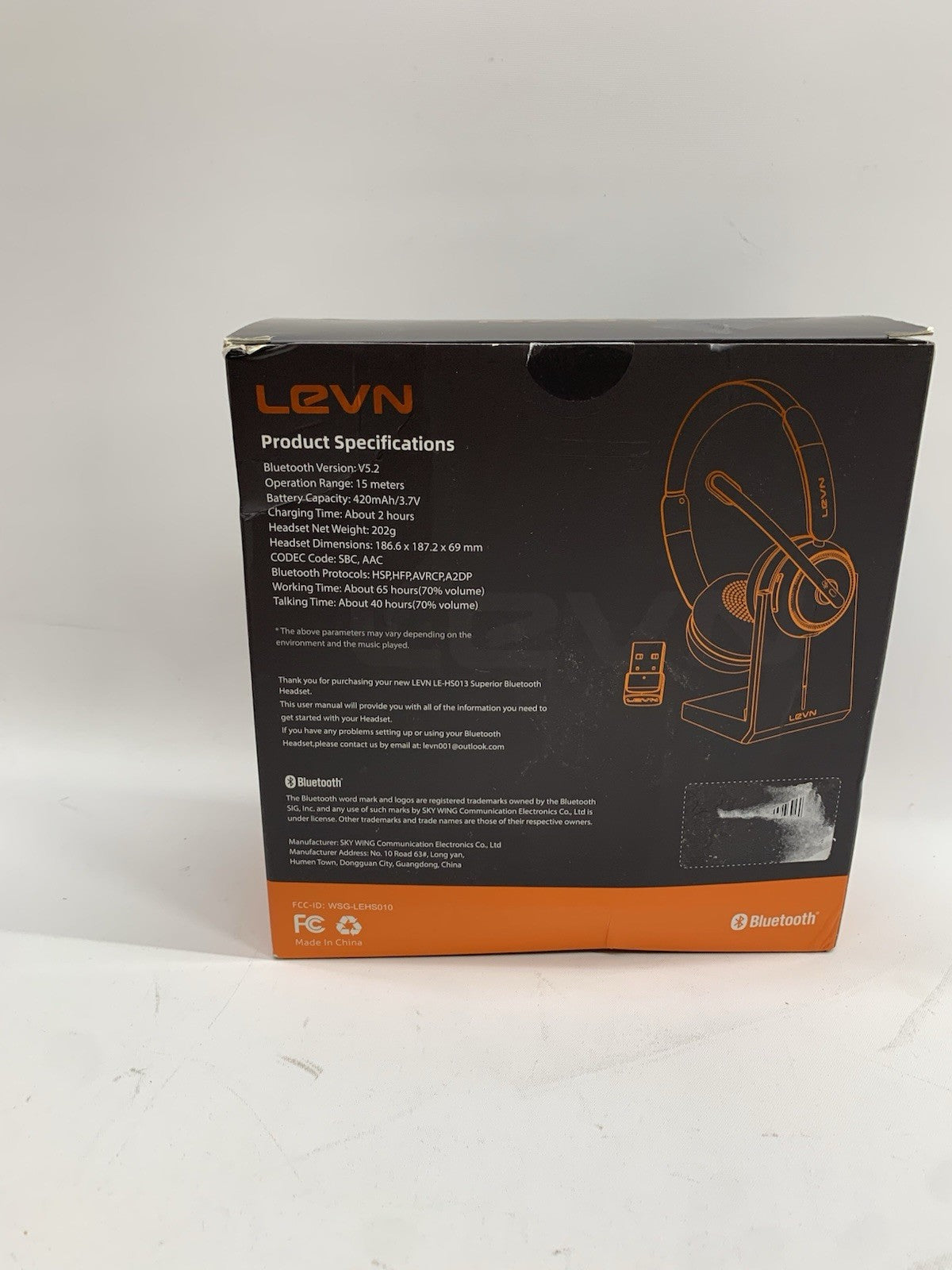 LEVN LE-HS013 Bluetooth Headset with MicrophoneNoise Canceling, Comfort Black