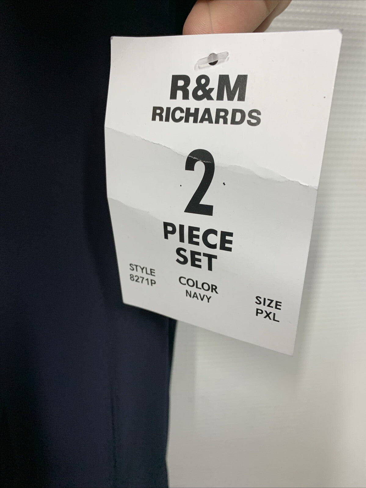 R&M Richards Short Mother of The Bride Formal Dress Size PXL Navy 8271P 2 Piece