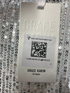 GRACE KARIN Women 2024 Sequin Tank Tops Dressy Sparkle Shimmer Size 2XL White