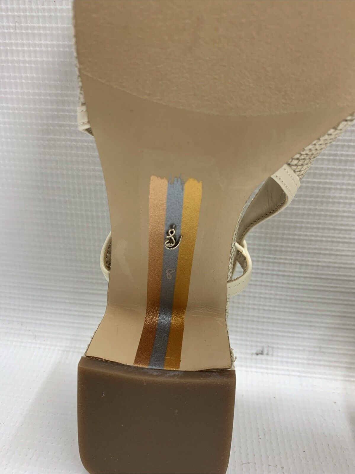 Sam Edelman Women Tracie Heel Size 8M Natural Weave Squared Toes Slingback Strap