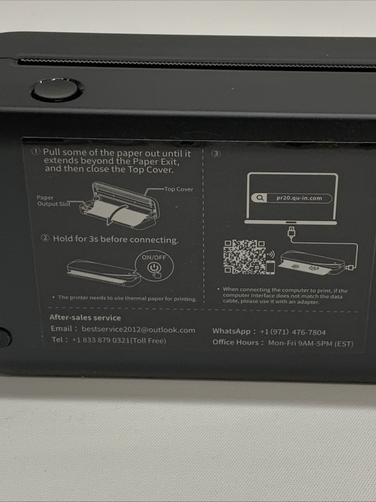 Portable Printer M833 Black for Travel Bluetooth Thermal Supports 8.5 x 11 Inch