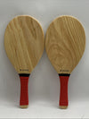 Navaris Wooden Beach Rackets Set Includes 2 Paddles and 2 Balls Red Outdoor