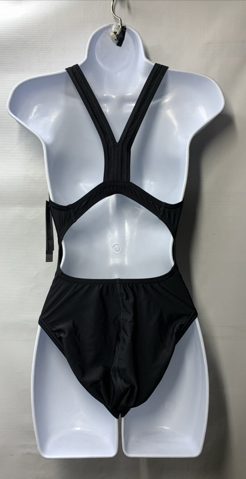 Speedo Women's Team Black Competition Swim Wear in Solid Black One Piece 10/36
