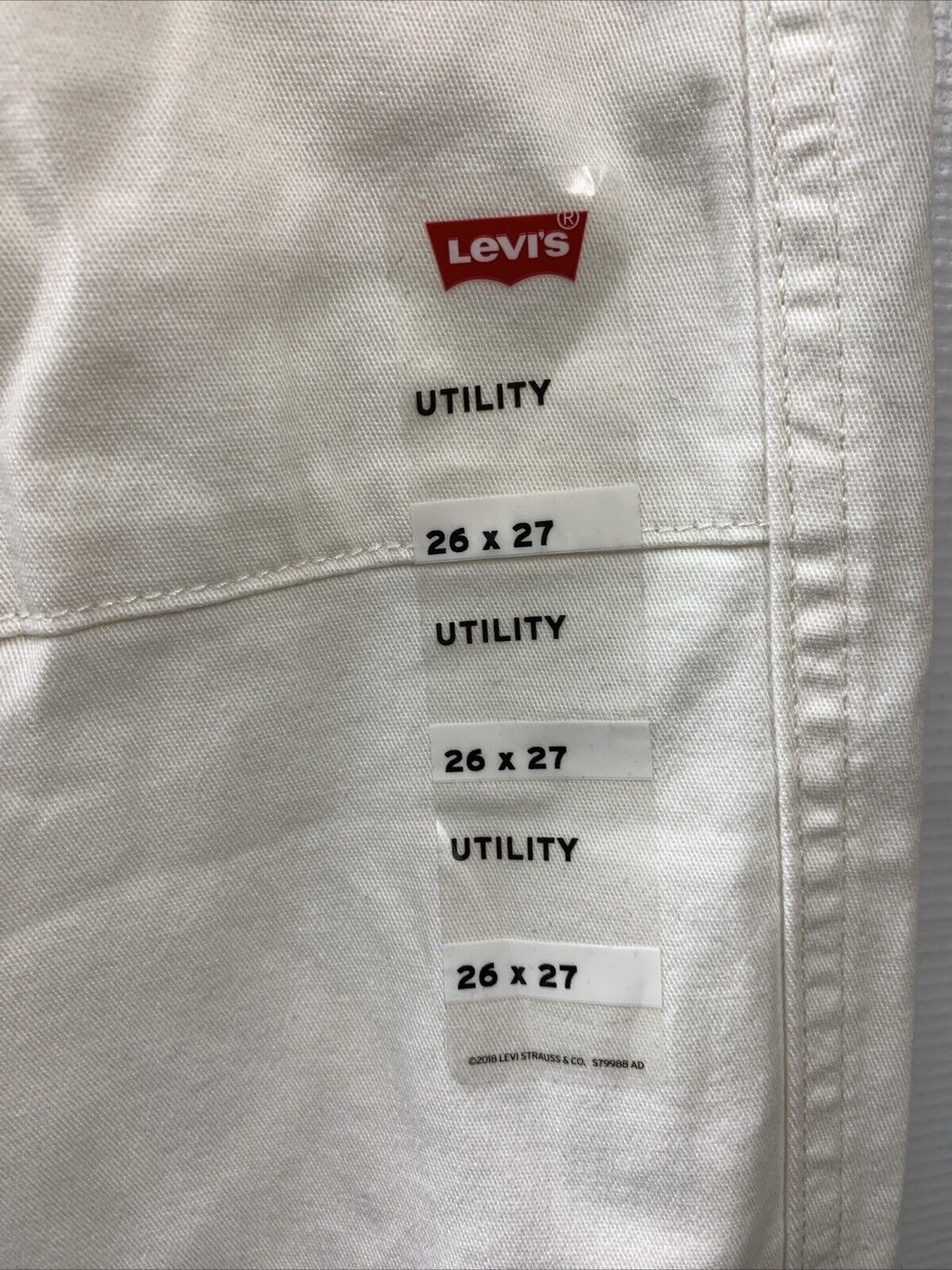 Levi's Women's Utility Long Pant Size 26x27 White A75430002 Loose with Pockets