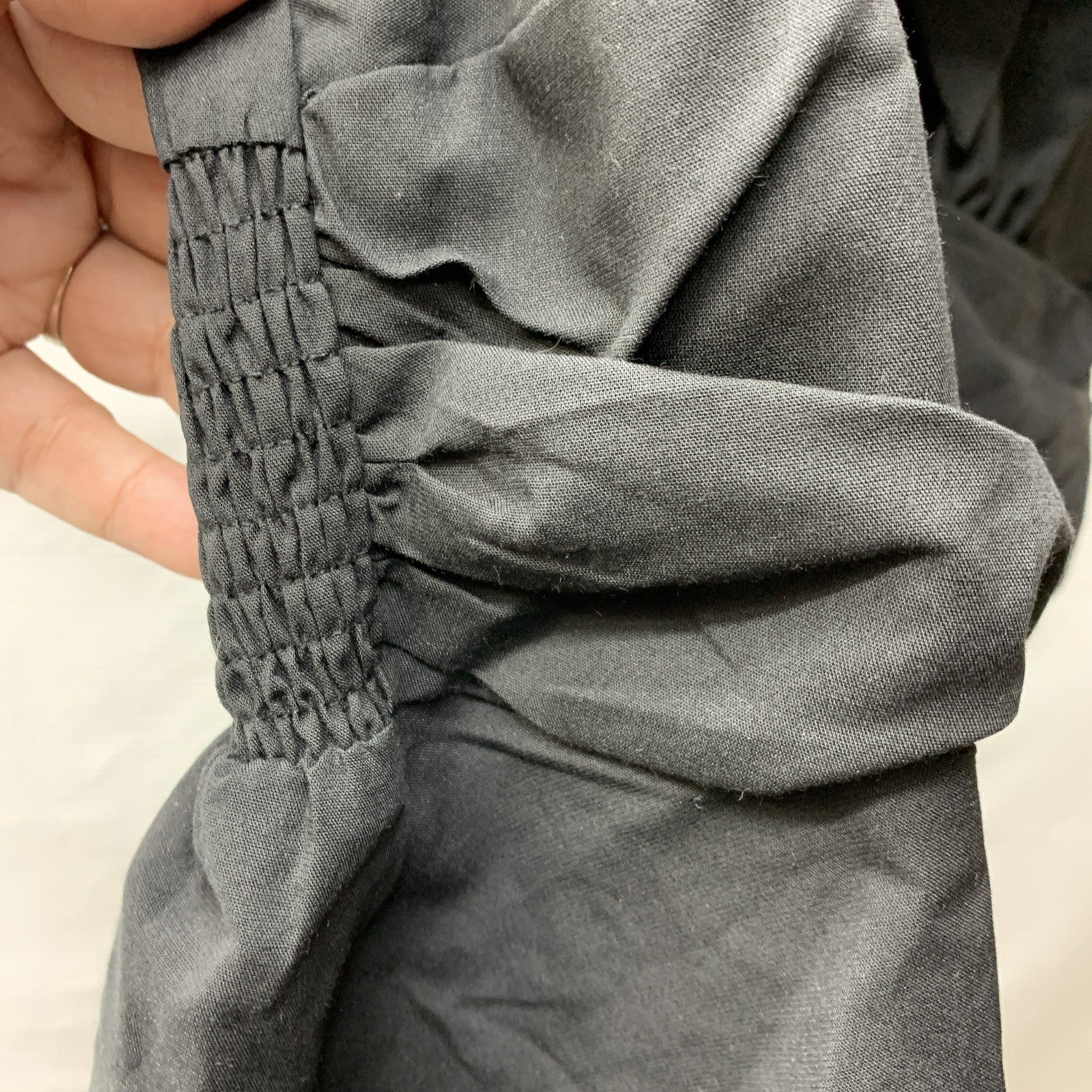 GRACE KARIN Women's Office Bow Tie Blouse Short Puff Sleeve Peplum Blue Size Med