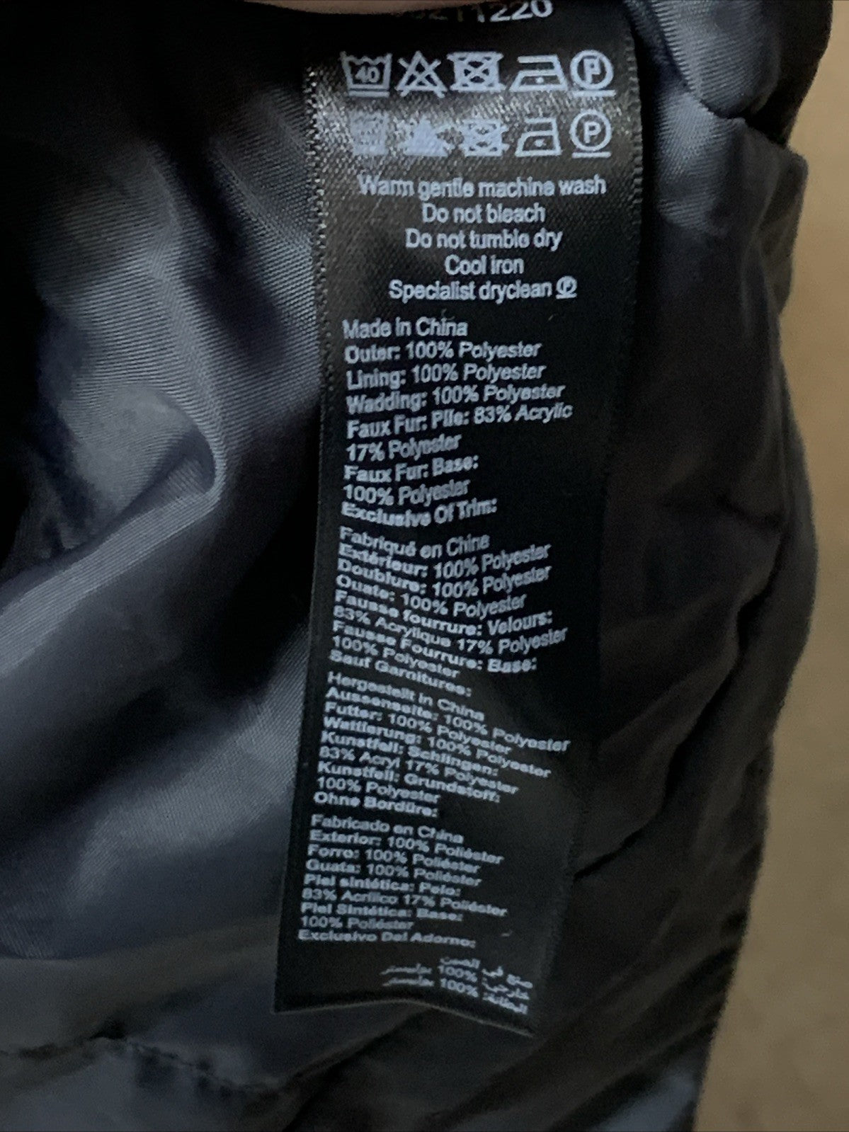 Evans Faux Fur Lightweight Coat Navy Gray Long Sleeve 00211220 with Hood 26/28