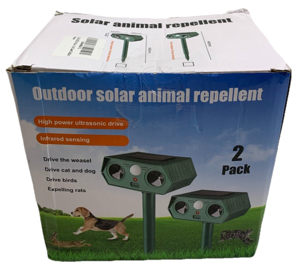 Solar Ultrasonic Animal Repellent Outdoor Cat Deterrent Infrared Sensing 2 Pack