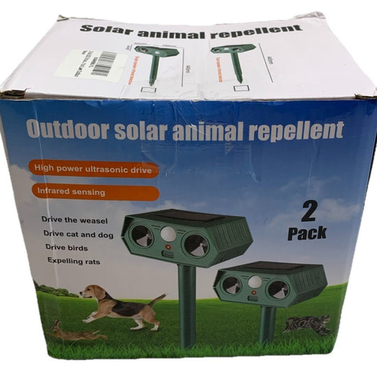 Solar Ultrasonic Animal Repellent Outdoor Cat Deterrent Infrared Sensing 2 Pack