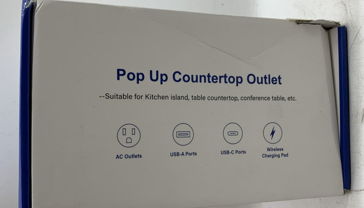 OfficeLink Pop Up Countertop AC Outlet USB-A/USB-C Ports Wireless Charging Pad