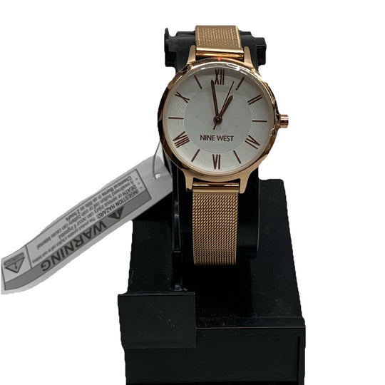 Nine West Rose Gold Wrist Watch Women's Stainless Steel Back Analog - 2228SVRG