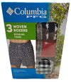 Columbia PFG Men's Woven Boxers Short Size XL Underwear with Side Slit - 3 Pack