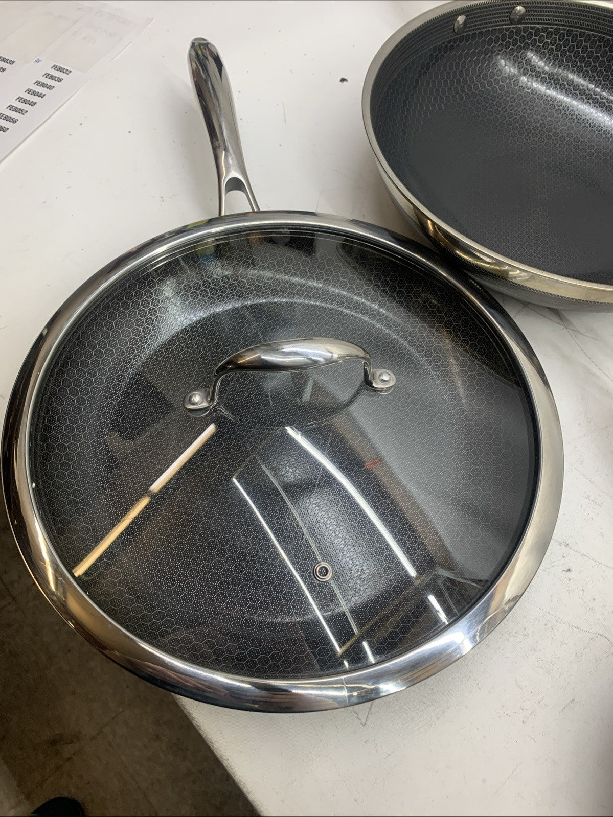 HexClad Hybrid Nonstick Cookware 7-Piece Pan Set with Cover Lid and Wok - USED