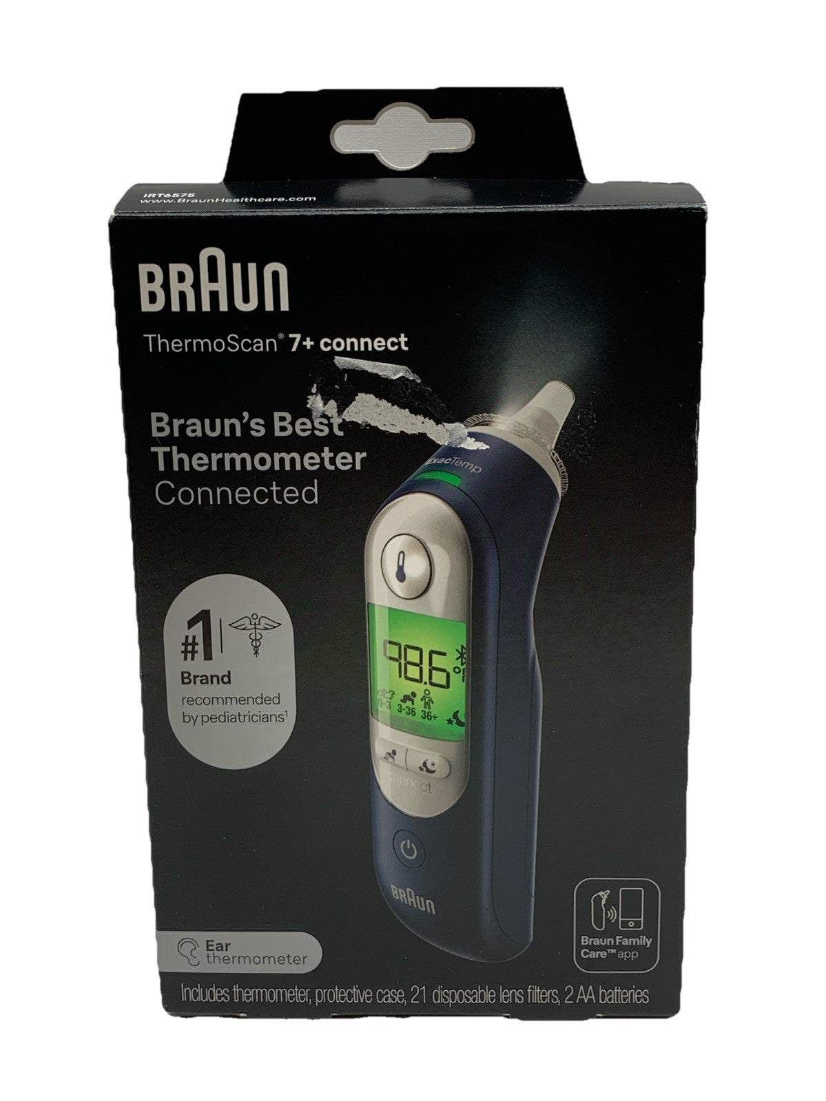 Braun Thermoscan 7+ Connect Digital Ear Thermometer with 2 AA Batteries & Case