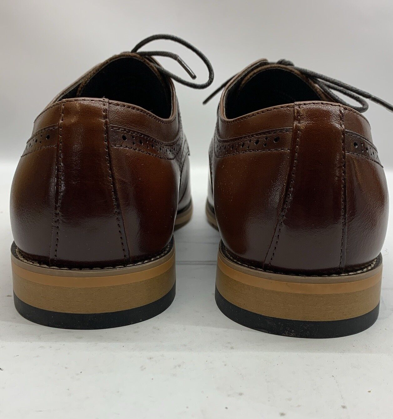 Stacy Adams 25066-221 Men's Brown Cognac Cap Toe Oxford Dress Shoes Size 9.5W