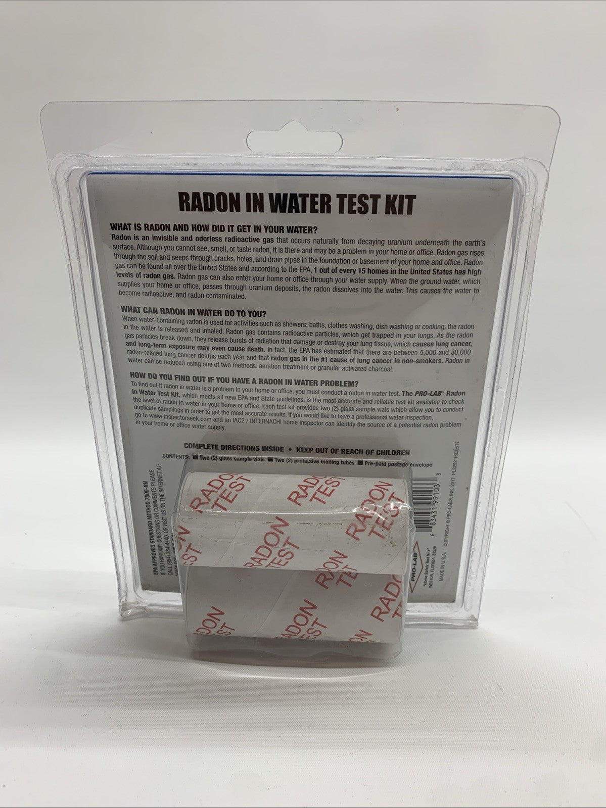 Pro Lab EPA Approved Drinking Water Radon Test Kit RW103 for Water Supply 2 Pack