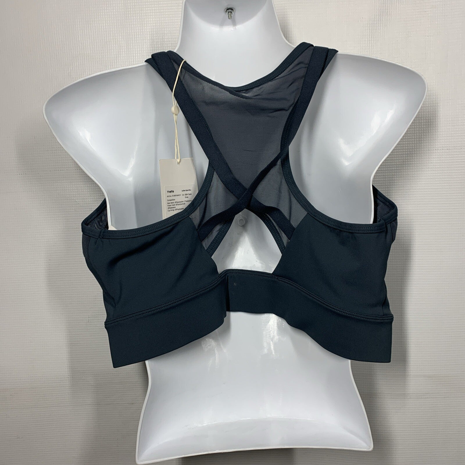 Yvette Womens Ladies Sport Bra Size 3XL E100556A91 Zip Front Wirefree Dark Black