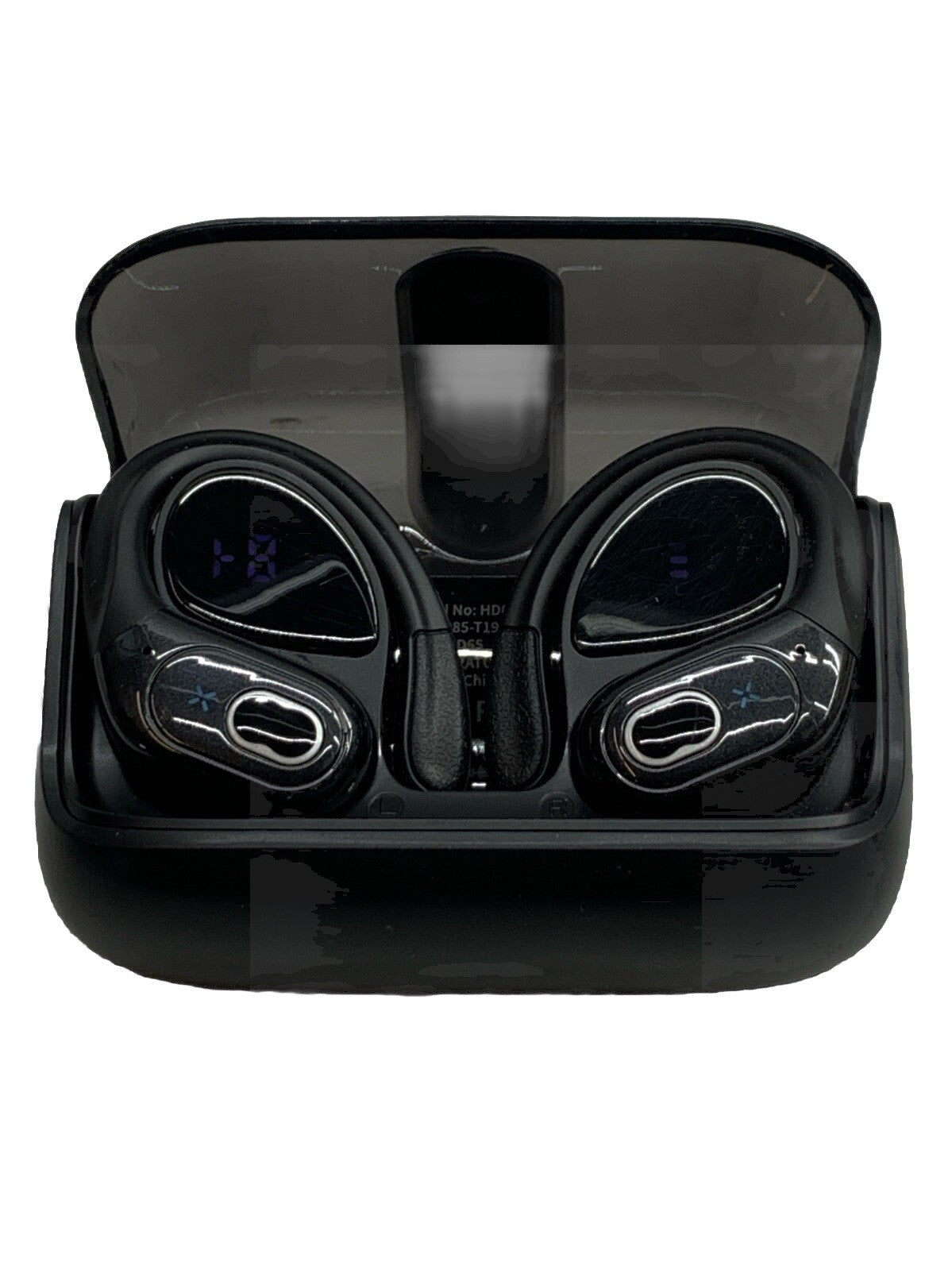 APTKDOE True Wireless Bluetooth Ear Bud with Earhooks HD65 Black 15h Playtime