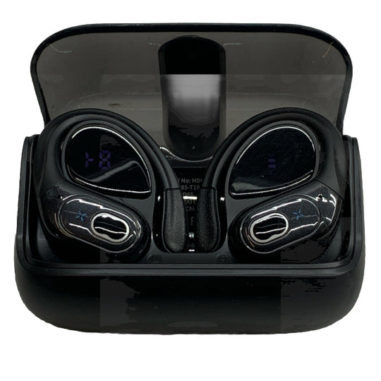 APTKDOE True Wireless Bluetooth Ear Bud with Earhooks HD65 Black 15h Playtime