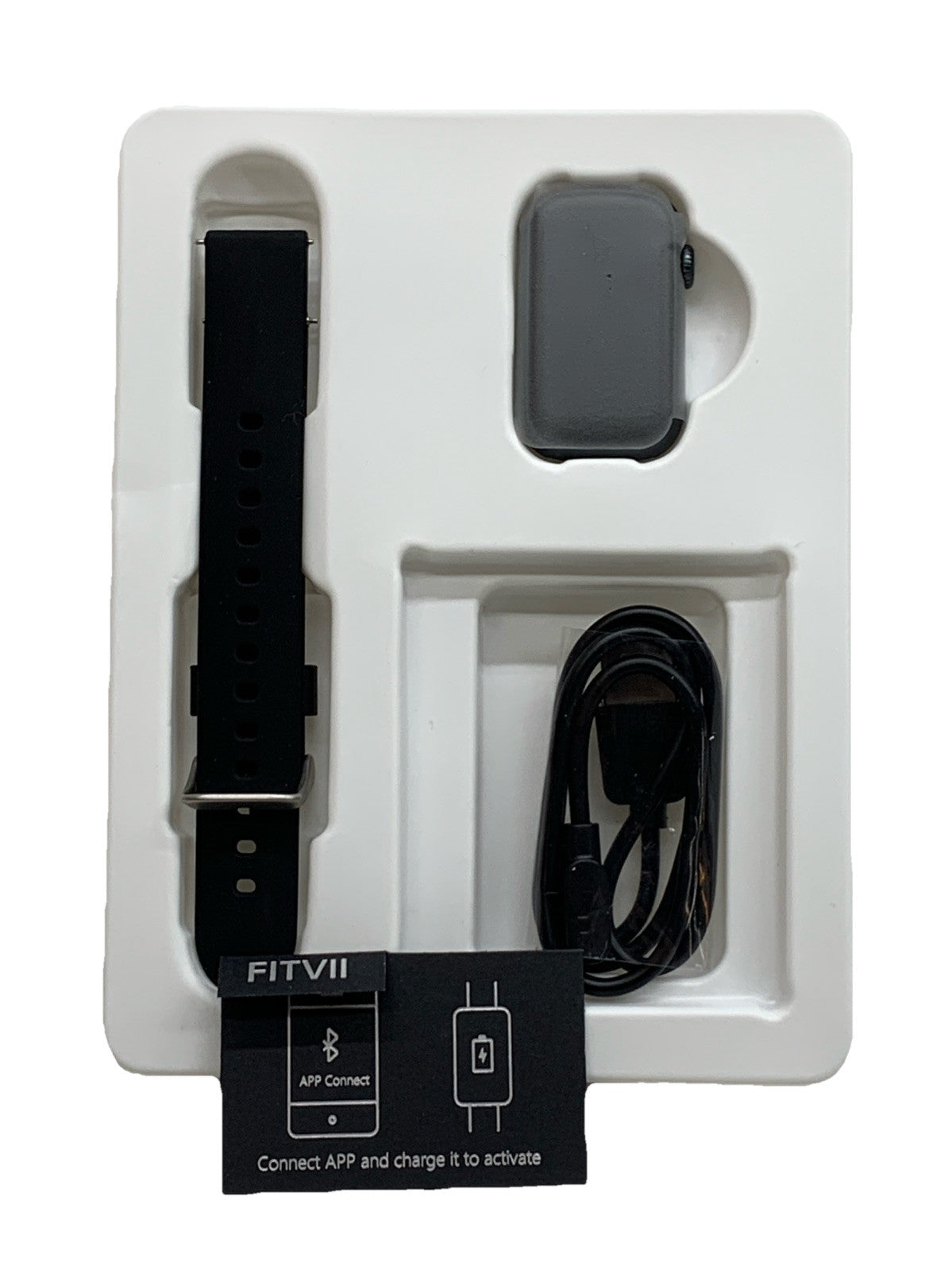 FITVII Fitness Tracker with 24/7 Heart Rate & Blood Pressure HM08 Monitor-Black